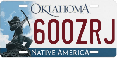 OK license plate 600ZRJ
