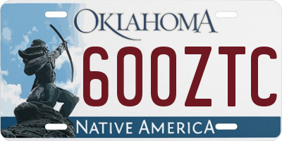 OK license plate 600ZTC
