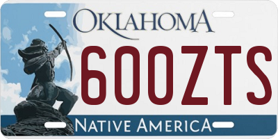 OK license plate 600ZTS