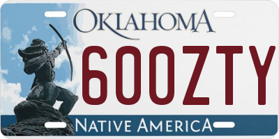 OK license plate 600ZTY
