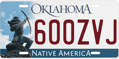 OK license plate 600ZVJ