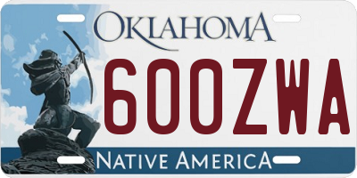 OK license plate 600ZWA