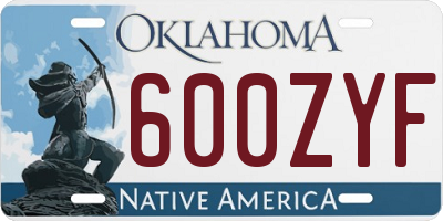 OK license plate 600ZYF