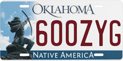 OK license plate 600ZYG