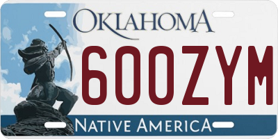 OK license plate 600ZYM