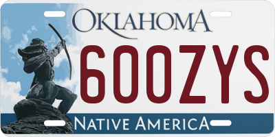 OK license plate 600ZYS