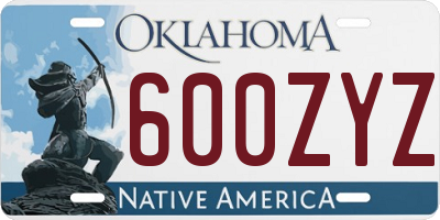 OK license plate 600ZYZ