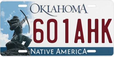 OK license plate 601AHK