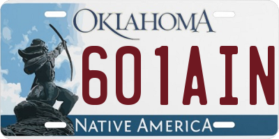 OK license plate 601AIN