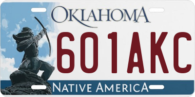 OK license plate 601AKC
