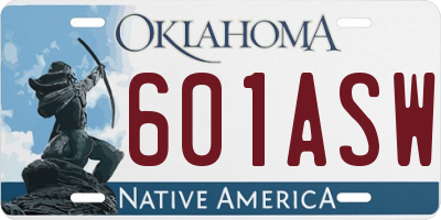 OK license plate 601ASW