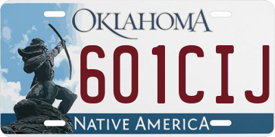 OK license plate 601CIJ