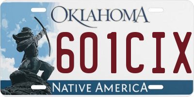 OK license plate 601CIX