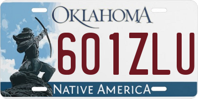 OK license plate 601ZLU