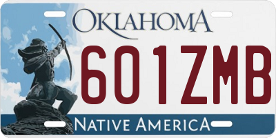 OK license plate 601ZMB