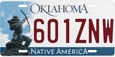 OK license plate 601ZNW