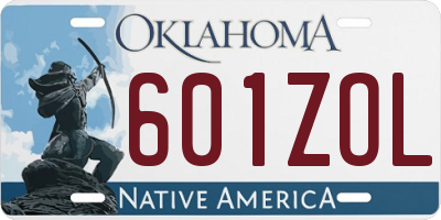 OK license plate 601ZOL