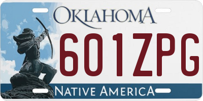 OK license plate 601ZPG