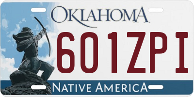 OK license plate 601ZPI