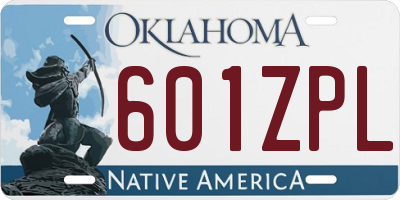 OK license plate 601ZPL