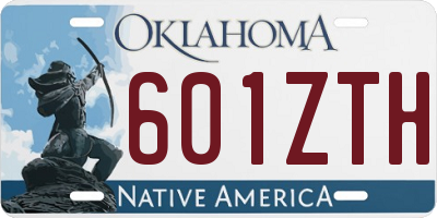 OK license plate 601ZTH