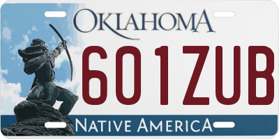 OK license plate 601ZUB