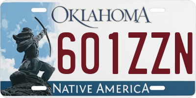 OK license plate 601ZZN