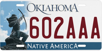 OK license plate 602AAA