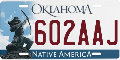 OK license plate 602AAJ