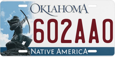 OK license plate 602AAO