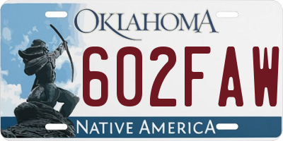 OK license plate 602FAW
