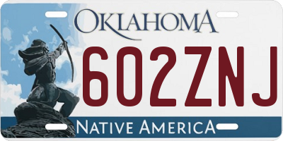 OK license plate 602ZNJ