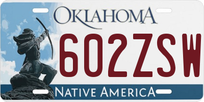 OK license plate 602ZSW