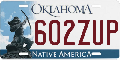 OK license plate 602ZUP