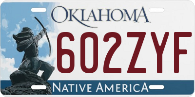 OK license plate 602ZYF