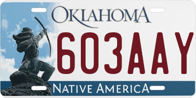 OK license plate 603AAY