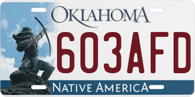 OK license plate 603AFD