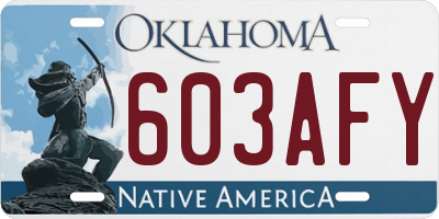 OK license plate 603AFY