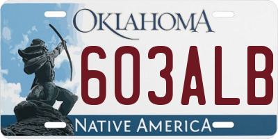 OK license plate 603ALB
