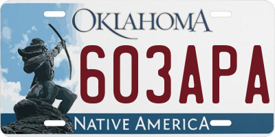 OK license plate 603APA
