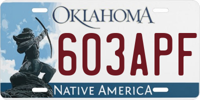 OK license plate 603APF