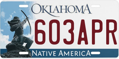 OK license plate 603APR