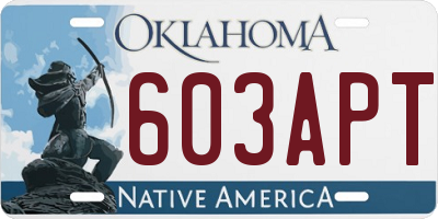 OK license plate 603APT