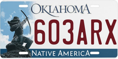 OK license plate 603ARX