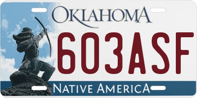 OK license plate 603ASF