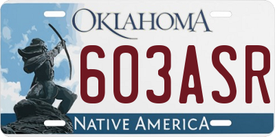 OK license plate 603ASR