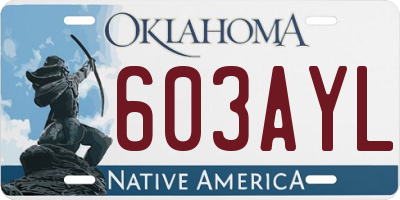 OK license plate 603AYL