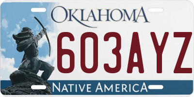 OK license plate 603AYZ