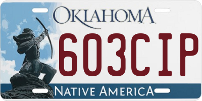 OK license plate 603CIP