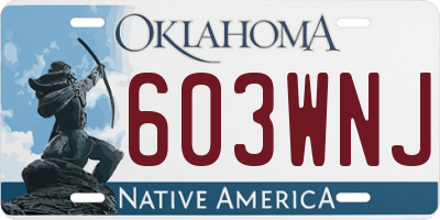 OK license plate 603WNJ
